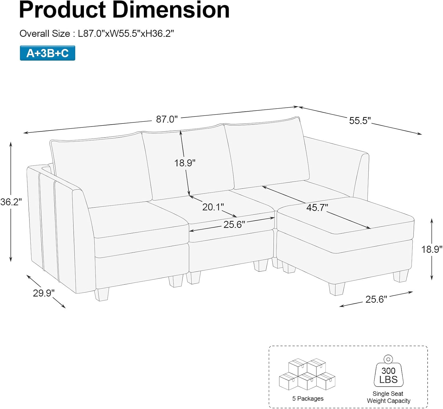Belffin Convertible Sectional Sofa with Chaise Velvet L Shaped Sofa Couch Modular Sectional Sofa with Storage Black