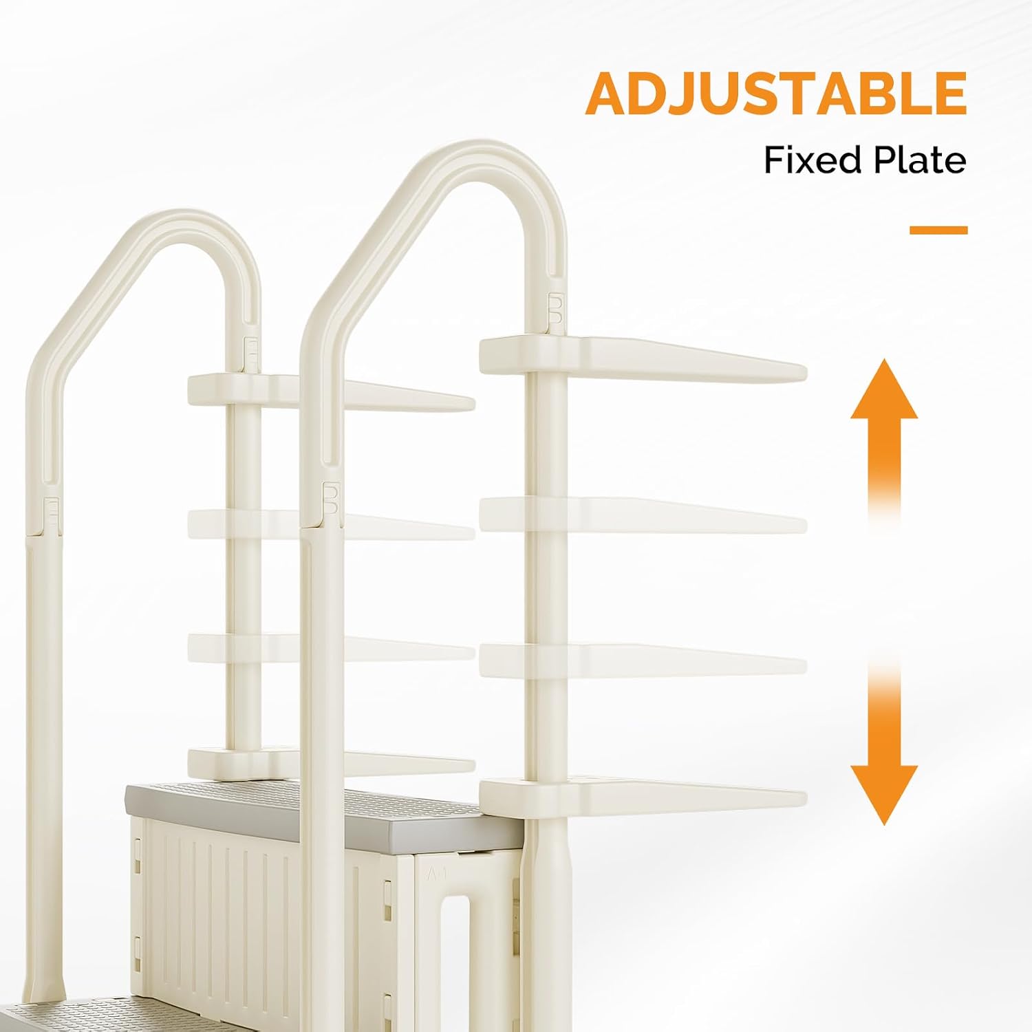 VINGLI Pool Ladder Heavy-Duty Safety Step for Above Ground Pools Stair Entry System with Handrails, Beige and Grey (Beige & Gray, 3 Steps)