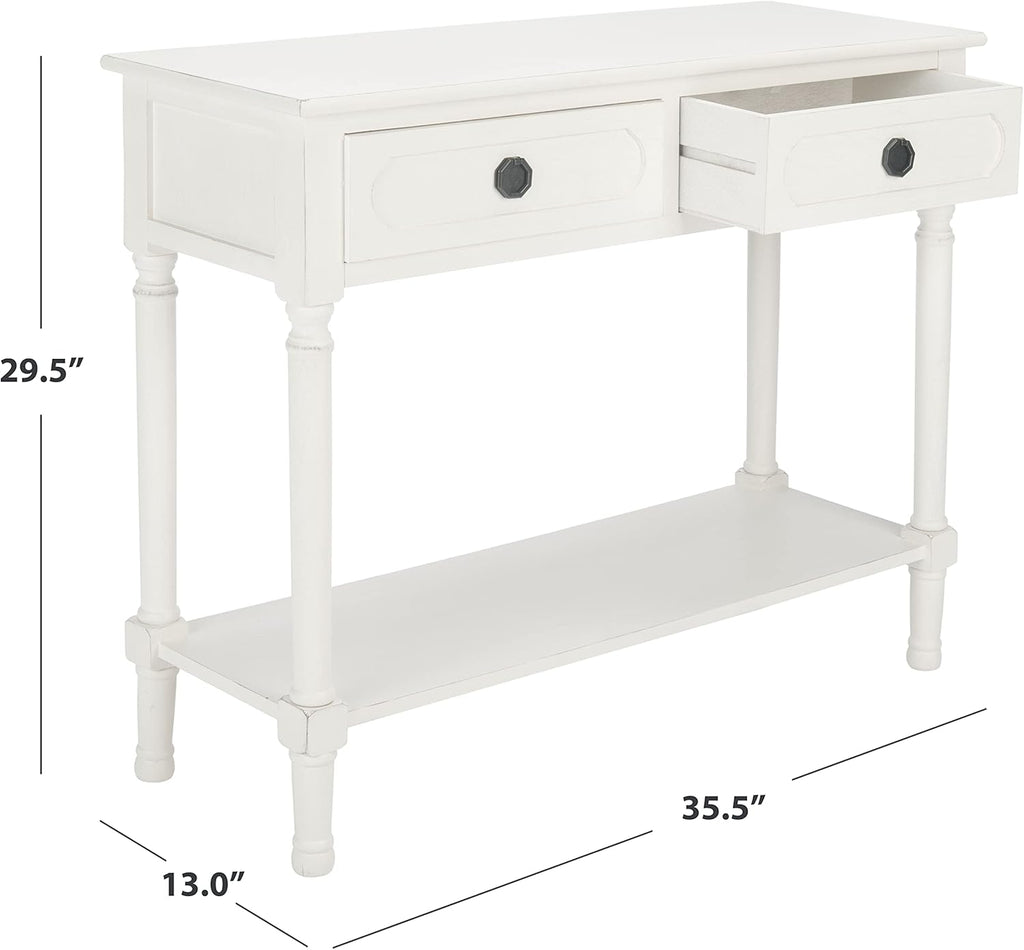 Safavieh Home Collection Allura Distressed White 2-Drawer Bottom Shelf Console Table