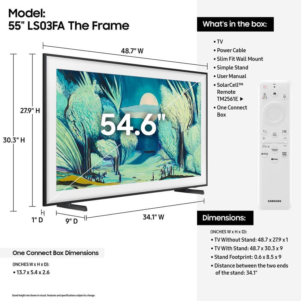 Samsung (Refurbished 55-in LS03D The Frame Lifestyle Smart TV - QN55LS03DAFXZA (2024) (Renewed)