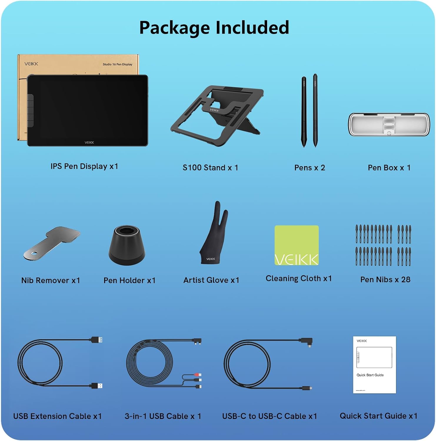 VEIKK Drawing Tablet with Screen 15.6 inch Studio 16 Graphics Tablet with Full-Laminated AG Glass Screen,16K Levels Battery-Free Pen,Digital Drawing Pad for Computer (125% sRGB)