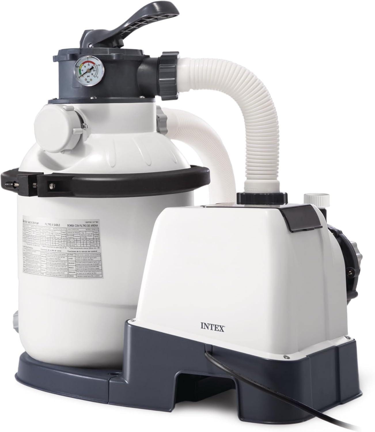 INTEX 1,500 GPH Krystal Clear Sand Filter Pump for Above Ground Pools, Swimming Pool Pump with Automatic Timer - Improved Circulation, Filtration, & Clarity