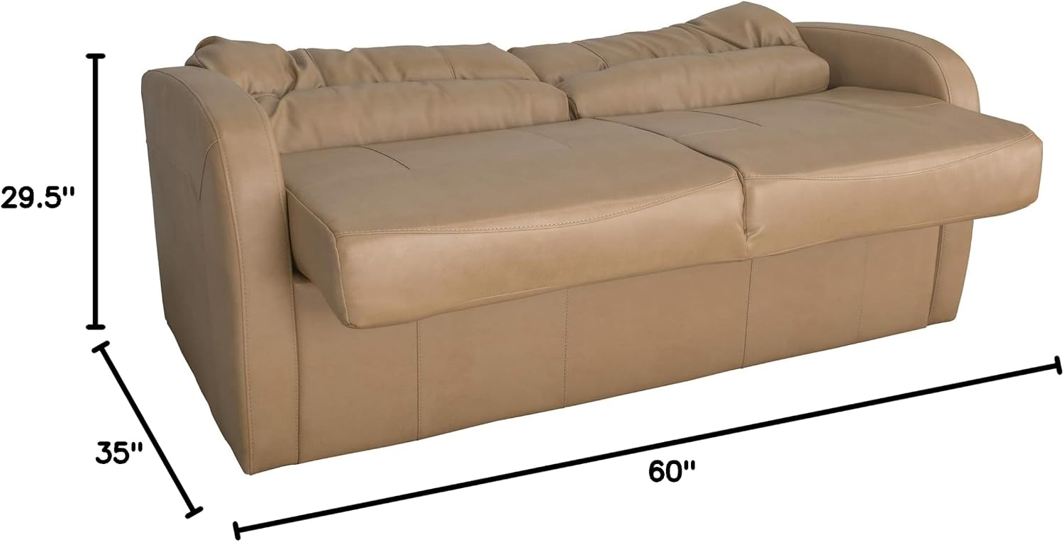 RecPro Charles Collection 60' RV Jack Knife Sofa w/Arms | RV Sleeper Sofa | Toffee