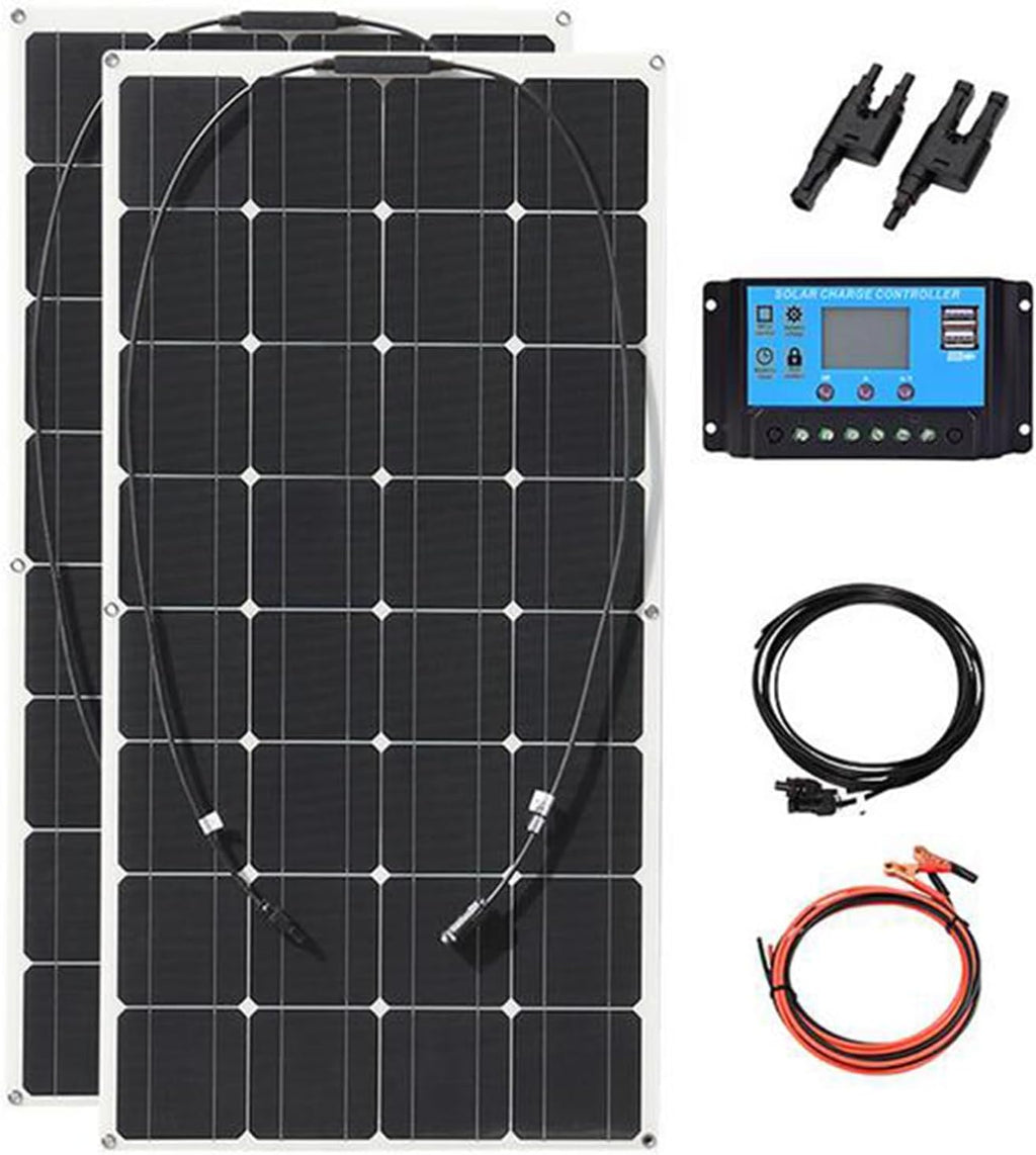 500W Solar Panel Kit,12V Polycrystalline USB Power Portable Outdoor Rechargeable Solar Cell Solar Generator for Home