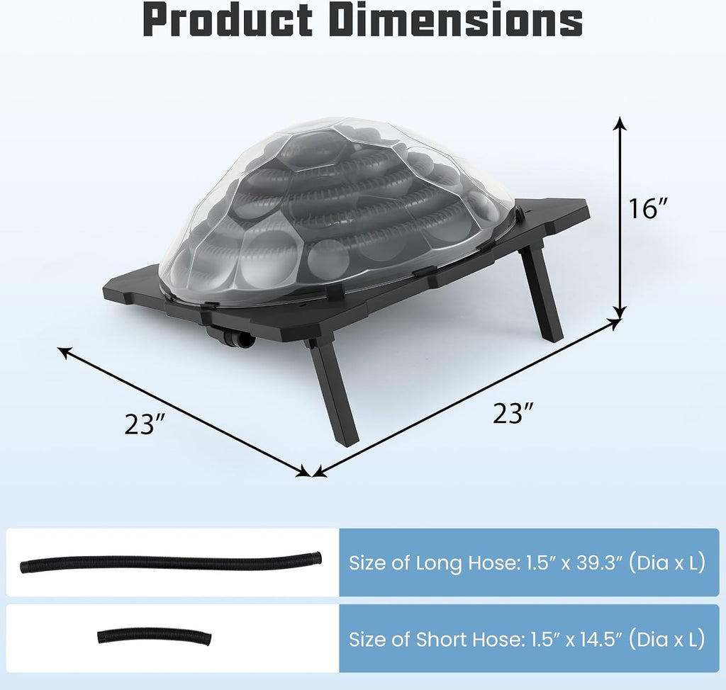 Goplus Solar Pool Heater Above Ground, Inground Swimming Pool Dorm Heater with Rotatable Hose Connectors and Foldable Legs, Solar Powered Water Heating