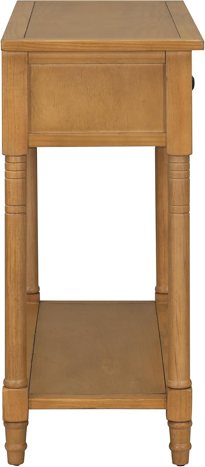 Knocbel Antique Entry Console Table with 2 Drawers & Bottom Open Shelf, Wood Sofa Tables for Entryway Hallway Living Room, 35.34' W x 13.8' D x 30.25' H, Natural