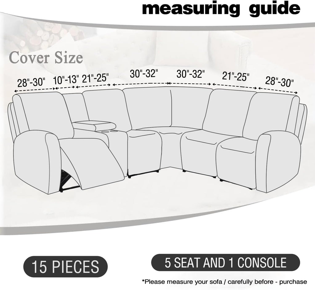 ALIECOM Waterproof Reclining Sectional Couch Covers for Reclining Sectional Stretch L Shaped Recliner Sofa Cover Washable Pet Dog Corner Sofa Slipcovers Protector (5 Seat and 1 Console, Navy Blue)