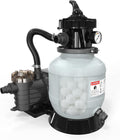 (24H Timer) VINGLI 10 in Sand Filter Pump with Filter Balls, 1189 GPH 1/3 HP High Flow Pool Pump with 7-Way Valve for Above Ground Swimming Pools Up to 6600 Gallons