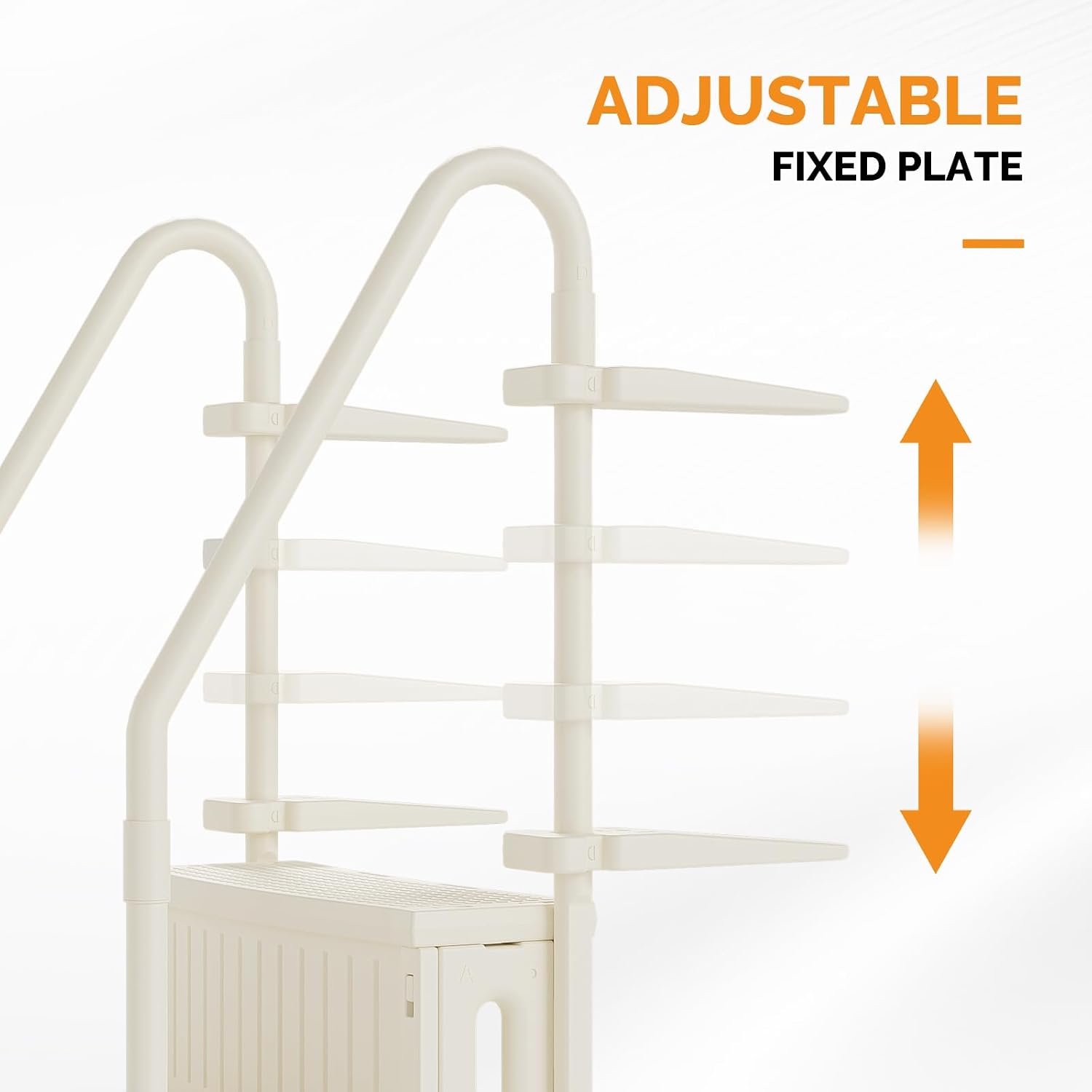 VINGLI Pool Ladder Heavy-Duty Safety Step for Above Ground Pools Stair Entry System with Handrails, Beige (Full Beige, 4 Steps)