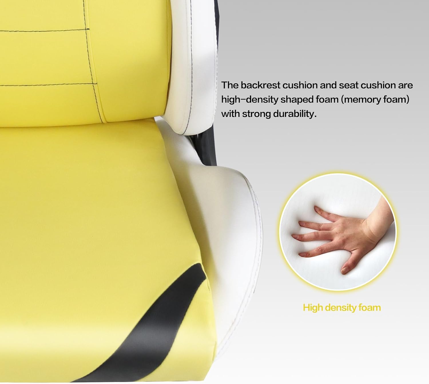 Modern-Depo Ergonomic Gaming Chairs for Adults with High-Density Memory Foam | Swivel Comfortable Office Chair, Big and Tall Video Game Chair, High Back Computer Chair for Home, Office, Yellow White