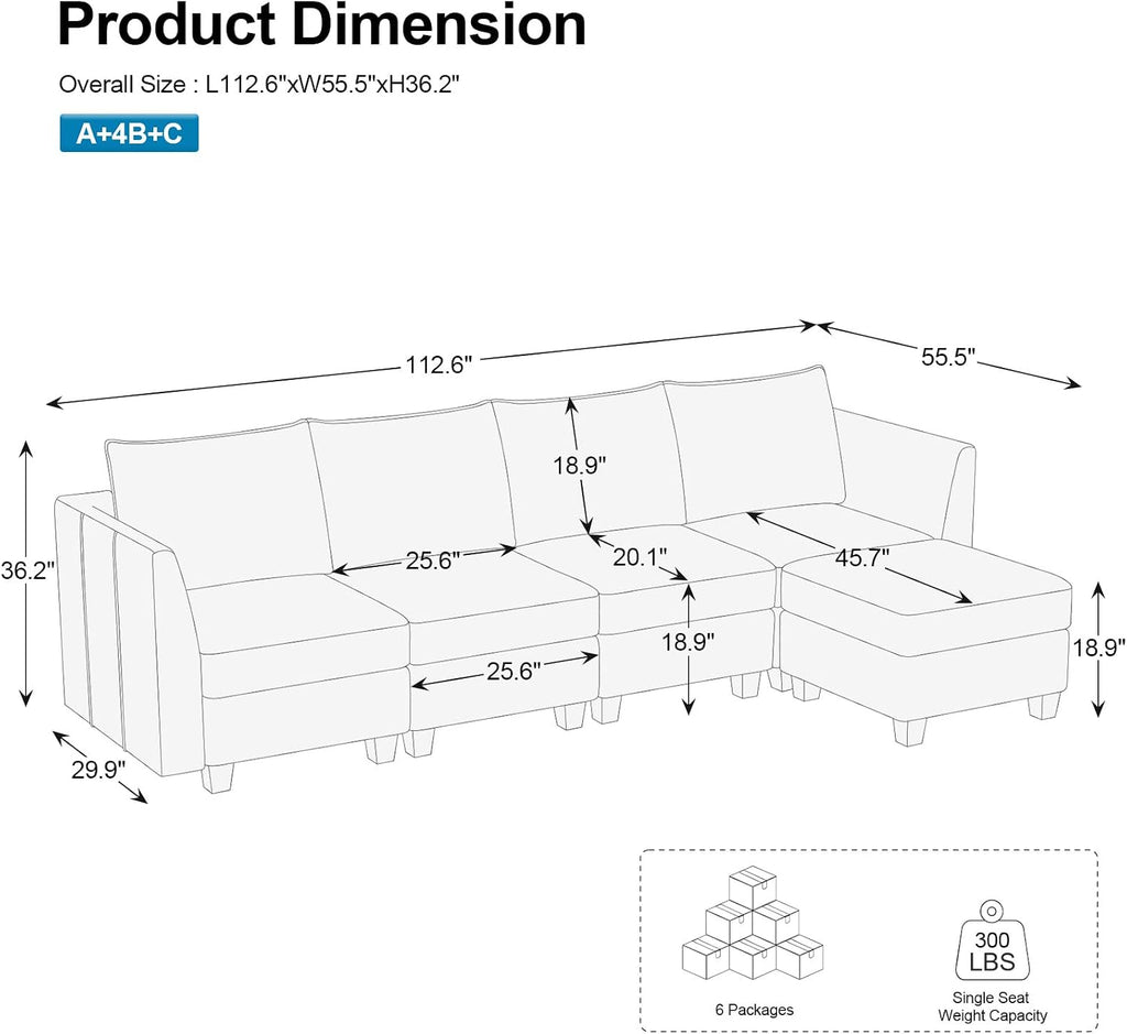 Belffin Modular Sectional Sofa Couch with Reversible Chaise Velvet L Shaped Storage 4-seat Convertible Black