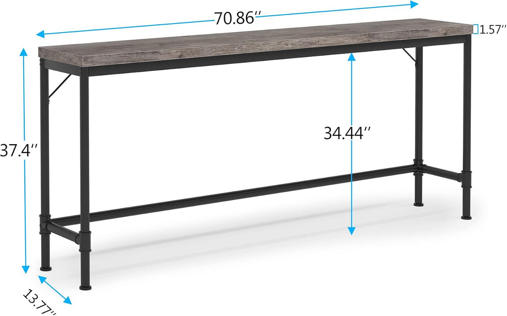 Tribesigns 70.9 Inch Extra Long Console Table for Entryway, Narrow Long Sofa Table Behind Couch, Rustic Grey Hallway Table Industrial Height Bar Table for Living Room