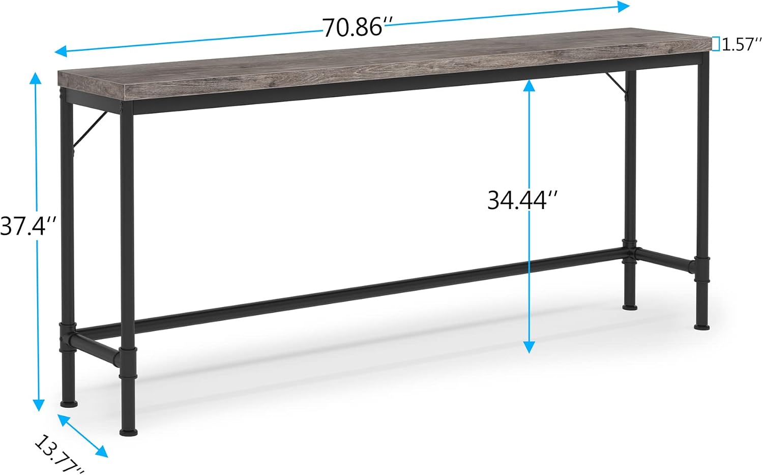 Tribesigns 70.9 Inch Extra Long Console Table for Entryway, Narrow Long Sofa Table Behind Couch, Rustic Grey Hallway Table Industrial Height Bar Table for Living Room