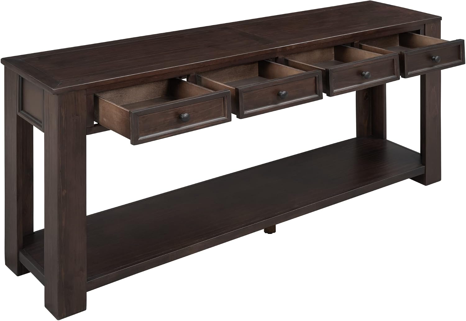 LKTART 63' Solid Wood Console Table Sofa Table with Storage Drawers and Bottom Shelf,Farmhouse Entryway Table for Hallway Foyer,Sofa Couch Table,Easy Assembled (63' Espresso)