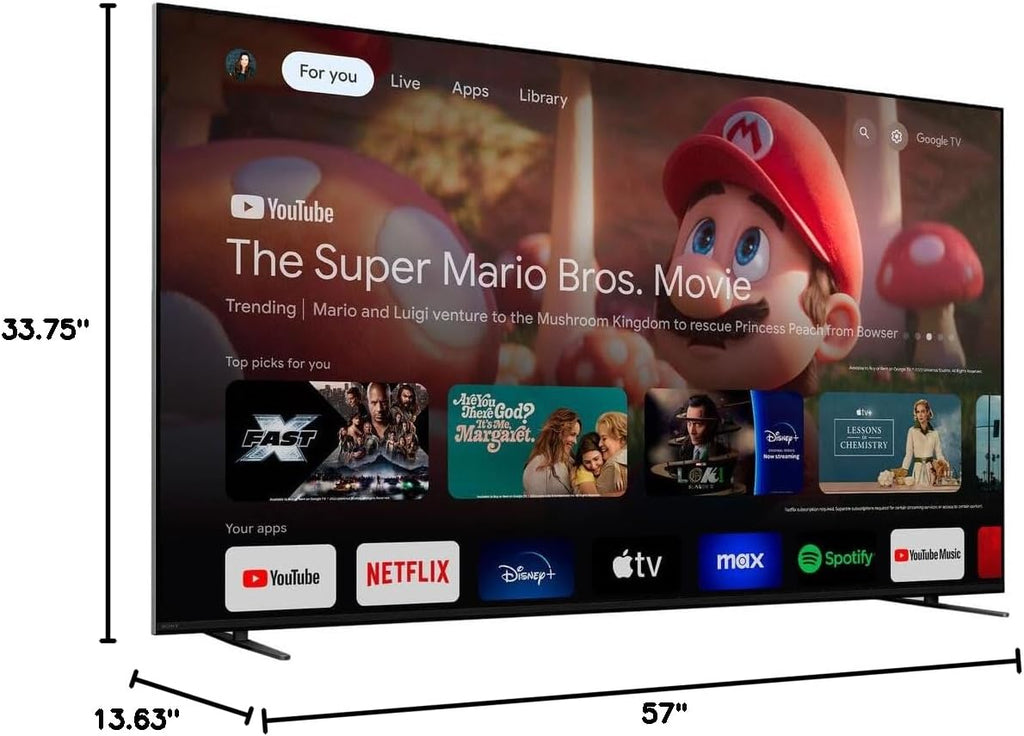 Sony BRAVIA 7 K65XR70 65 inch 4K HDR Smart QLED Mini-LED TV Bundle with Premiere Movie Streaming Package & TV Setup Bundle with Wall Mount + Surge Adapter + HDMI Cable & More (2024 Model)