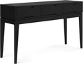 SIMPLIHOME Harper Console Table - 54 Inch Wide Solid Hardwood Sofa Table in Black, Mid-Century Modern Storage Table for Entryway or Living Room with 3 Drawers, Notched Handles, and Tapered Legs