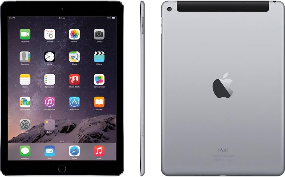 Apple iPad Air 2 MH312LL/A (128GB, Wi-Fi + Cellular, Space Gray) 2014 Model (Renewed)