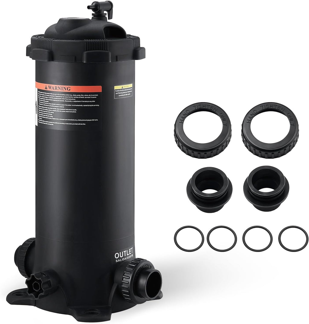VEVOR 2026 Pro Pool Cartridge Filter Tank & Element for Above Ground & Inground Pools, Large 50Sq. Ft Cleaner System Compatible W/Pumps 1/3 to 1 HP| Up to 2483 GPH |for Pools Up to 19866 Gallons