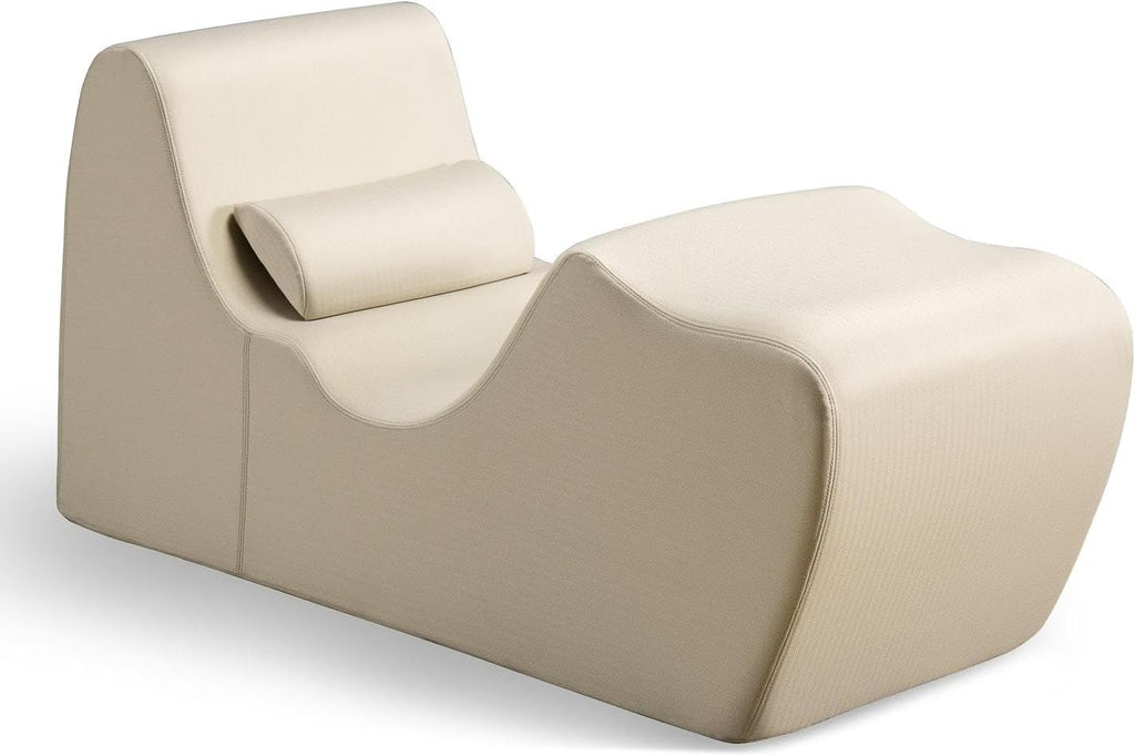 Zinus Lotus Zero Gravity Chaise Lounger, Foam Recliner for Living Room, Ergonomic Positioning for Better Relaxation, Pillow Included, No Assembly, Oatmeal