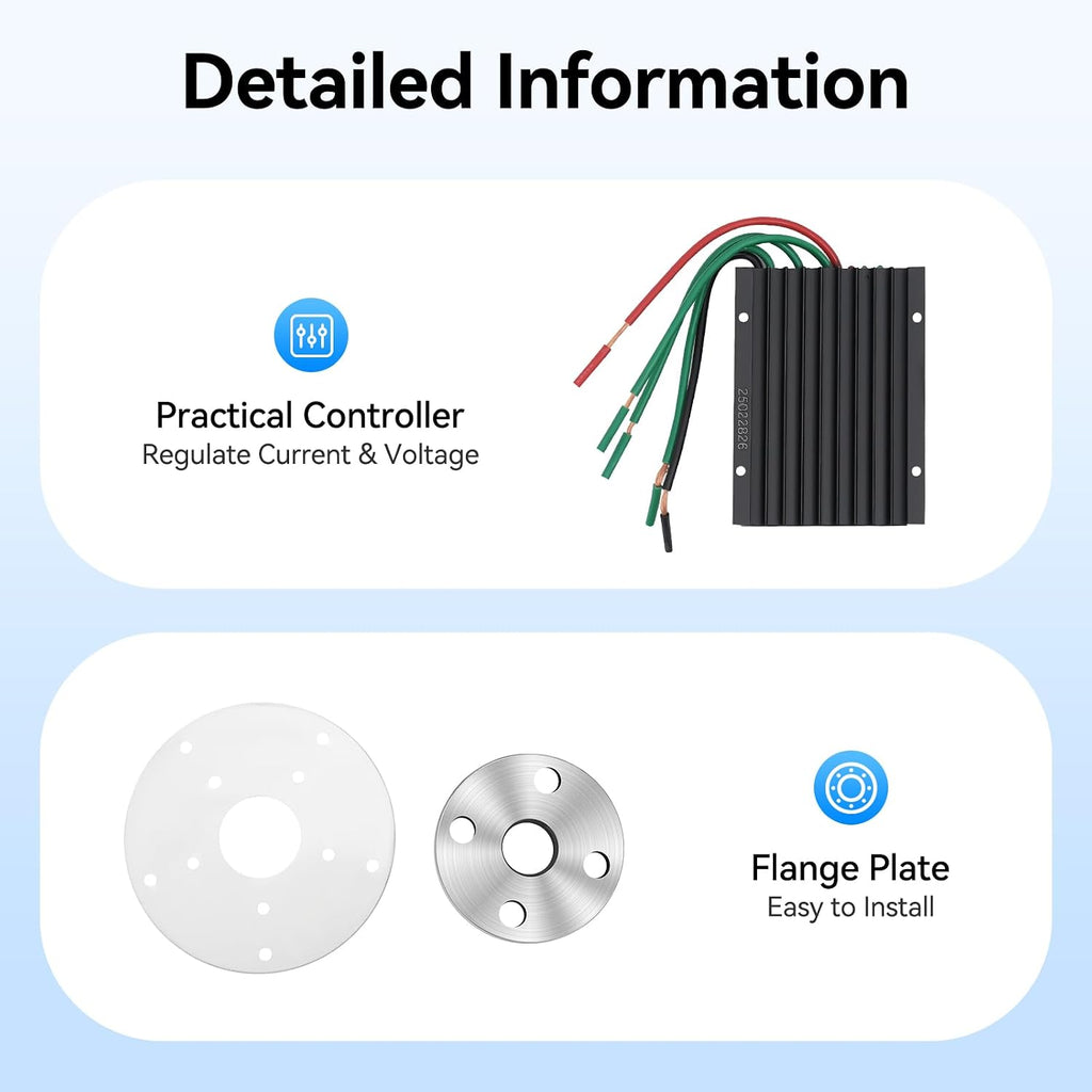 Wind Turbine Generator, 600W 24V Automatic Windmill Power Generator 5-Blade Home Wind Turbine System with Controller, Home Windmill Power Equipment Kit for Boats, Gazebos, Chalets