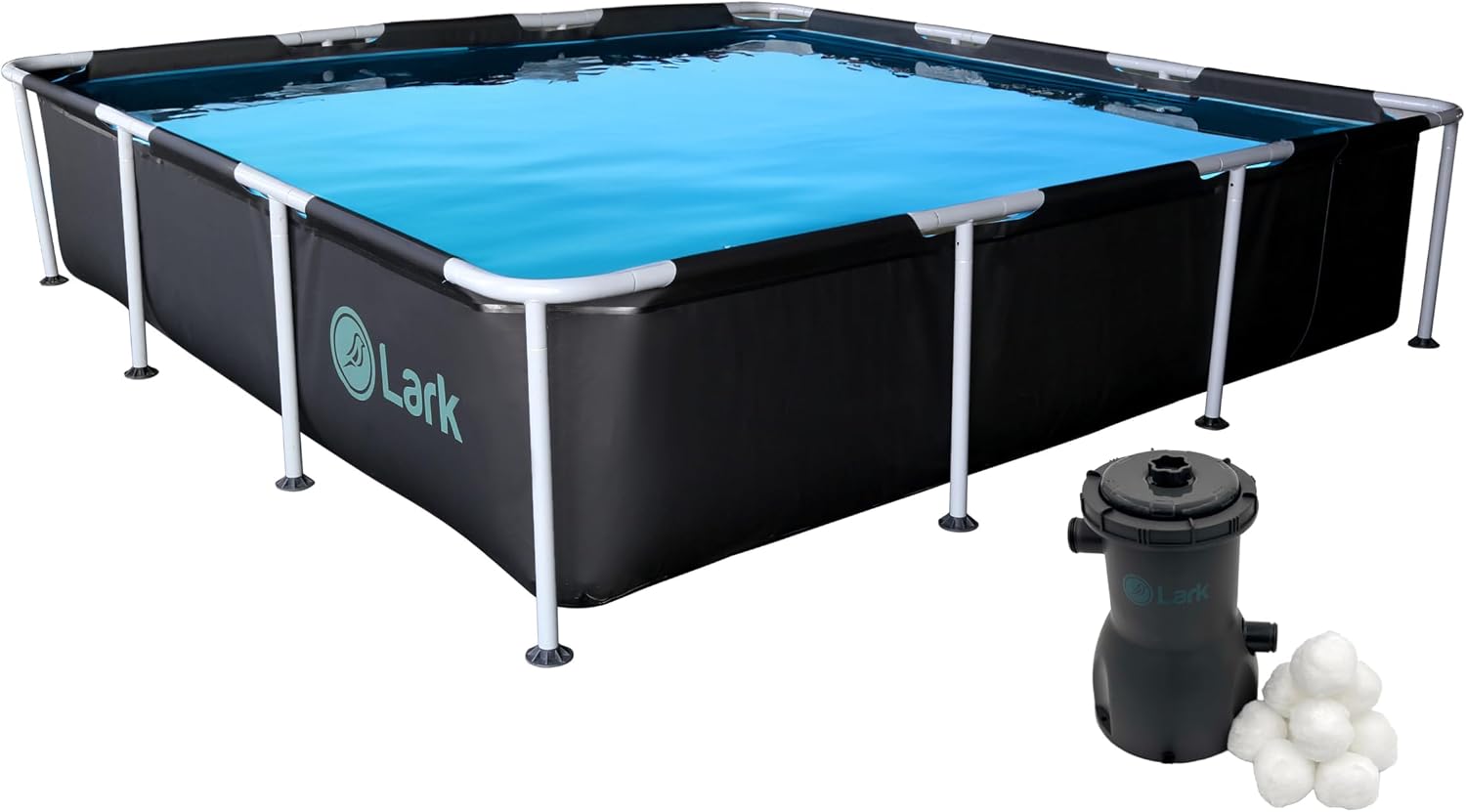 Lark 9' x 24' Square Metal Frame Above Ground Pool with 530 Gallon Filtration Pump