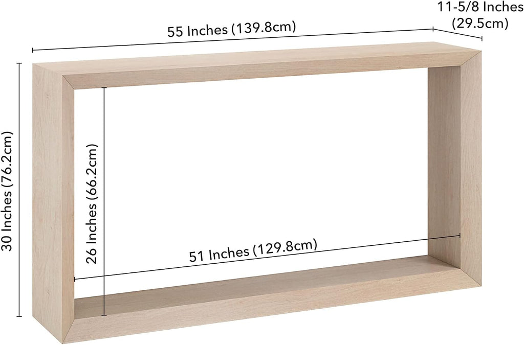 Henn&Hart 55' Wooden Rectangular Console Table Entryway Table, Sofa Table with Wooden Shelf for Entryway, Living Room, Couch, Hallway, or Office, Beech White