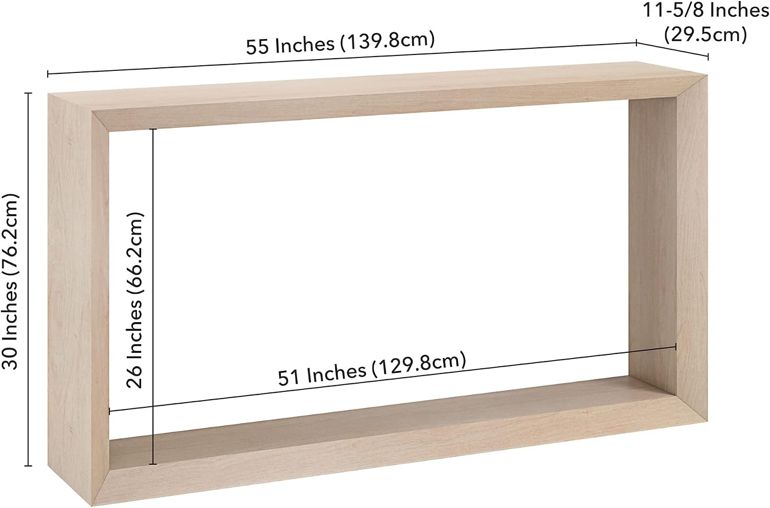Henn&Hart 55' Wooden Rectangular Console Table Entryway Table, Sofa Table with Wooden Shelf for Entryway, Living Room, Couch, Hallway, or Office, Beech White