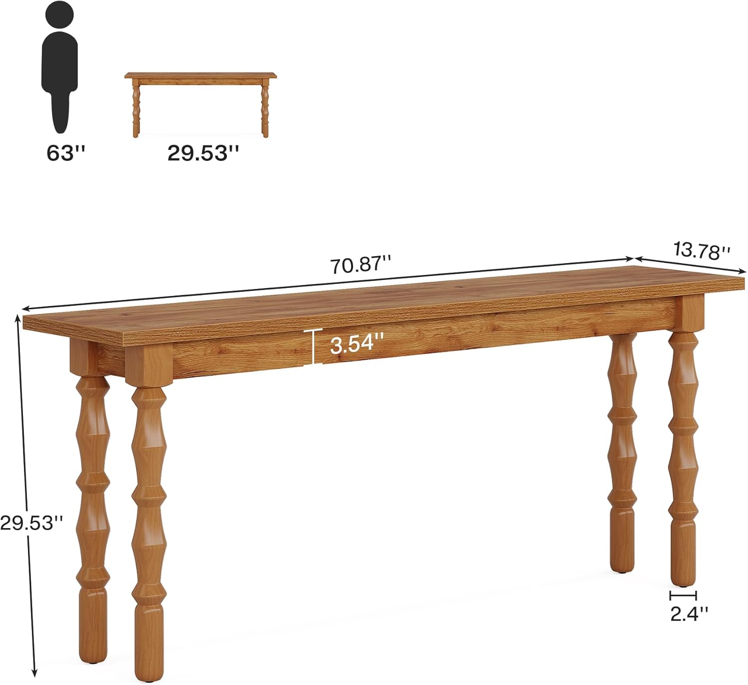 Tribesigns 70.9-Inch Extra Long Console Table for Entryway, Narrow Sofa Table Behind Couch with Solid Wood Legs, Entry Accent Table for Living Room, Foyer, Hallway, Entrance