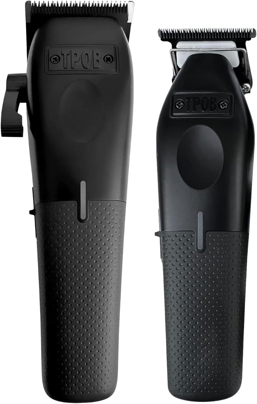 TPOB Play Barber Hair Clipper and Trimmer for Men 7500 RPM with Rubber Grips (Blackout 2 Set)