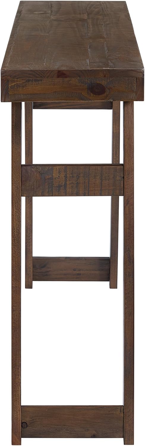 Alaterre Furniture Lawas Solid Wood Console Table - 56 Inch Modern Farmhouse Entryway Table - Easy Assembly Living Room Furniture for Behind The Couch, Entryway, or Hallway (Brown)