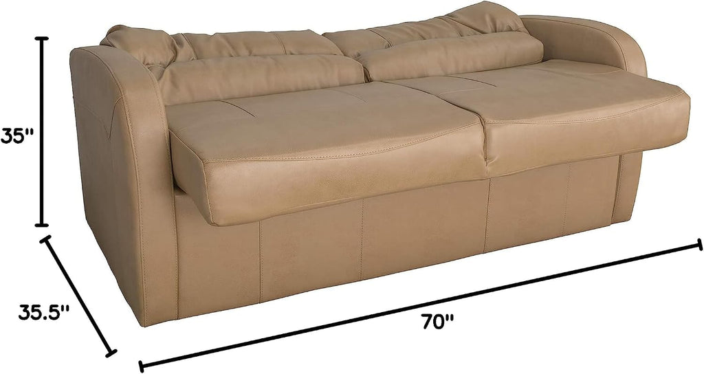RecPro Charles Collection | 70' RV Jack Knife Sofa w/Arms | RV Sleeper Sofa | RV Couch | RV Living Room (Slideout) Furniture | Camper Furniture | Toffee