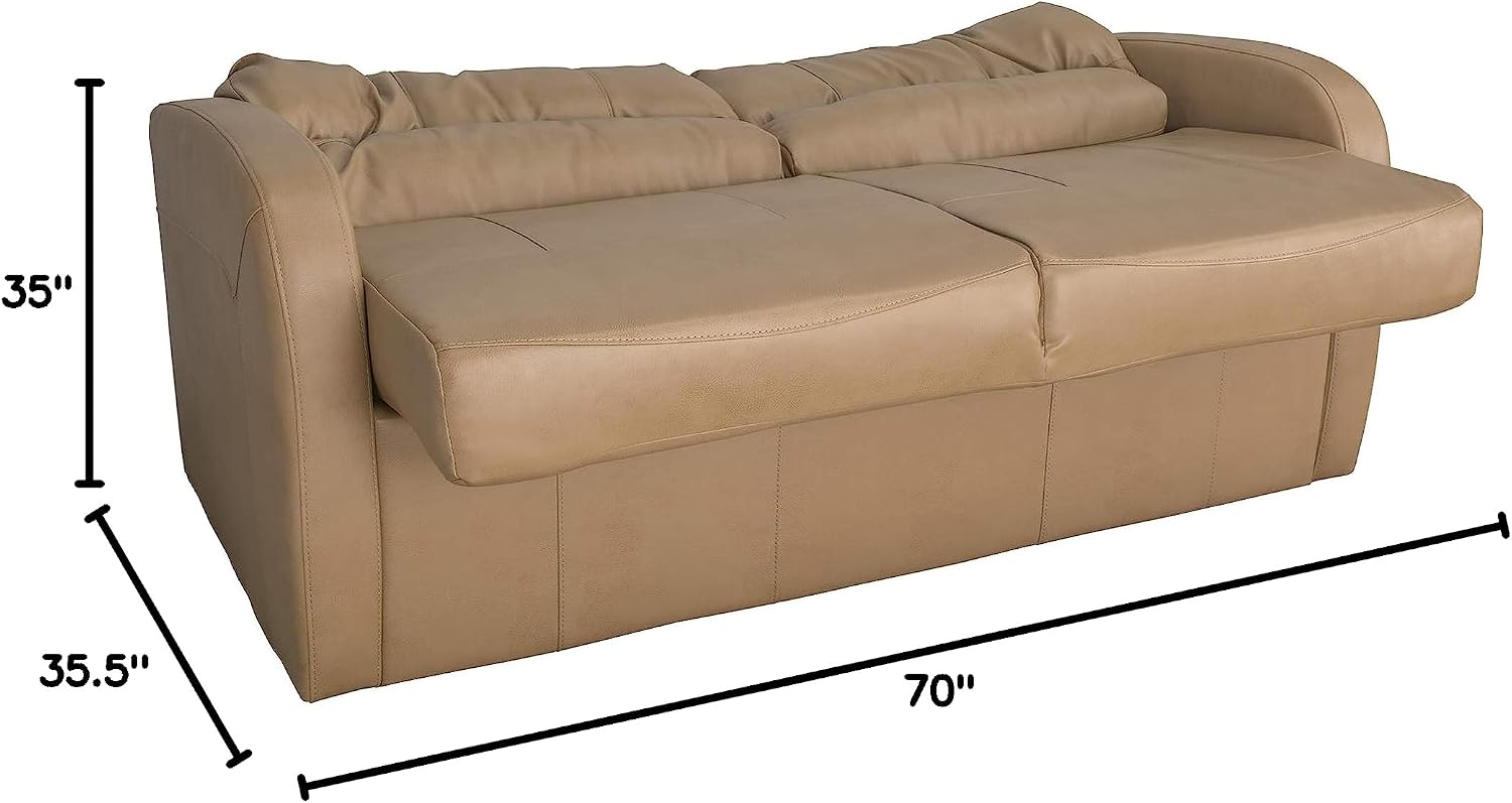 RecPro Charles Collection | 70' RV Jack Knife Sofa w/Arms | RV Sleeper Sofa | RV Couch | RV Living Room (Slideout) Furniture | Camper Furniture | Toffee