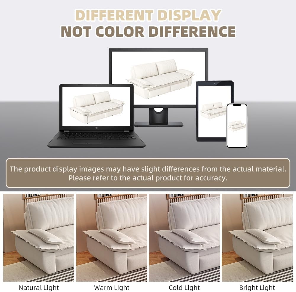 Velvet 73.2'' Queen Size Sleeper Sofa Bed, Loveseat 3-in-1 Convertible Sofabed, Love Seat Pullout Couch, Space Saving for Living Room, Apartment - Beige-White
