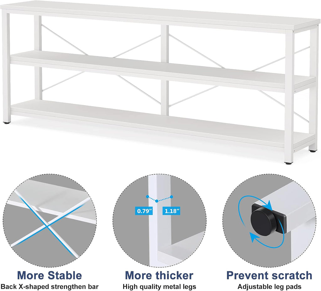 Tribesigns 71' Sofa Tables,Extra Long Couch Table, Narrow Long Console Table, Entryway Table,Sofa Table with 3 Tiers Storage Shelves (White)