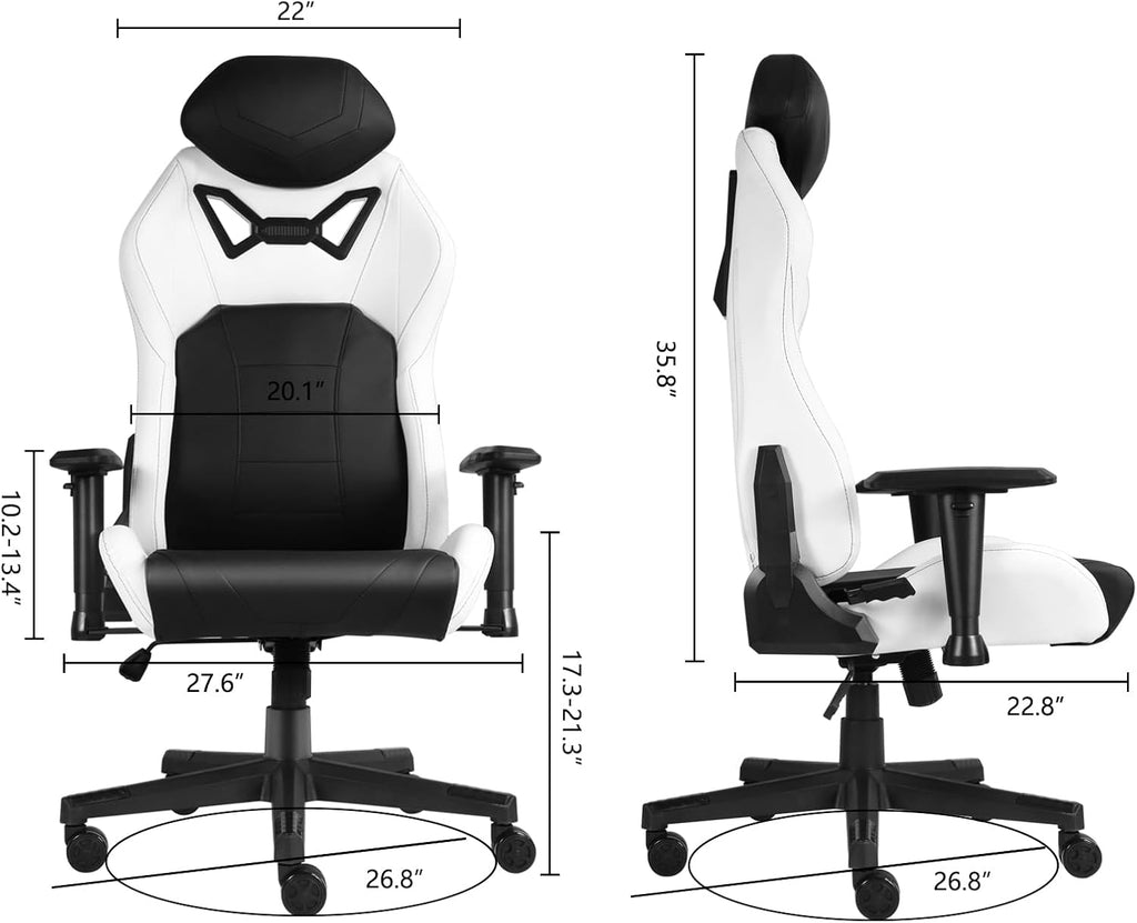 Modern-Depo Ergonomic Gaming Chairs for Adults with High-Density Memory Foam | Swivel Comfortable Office Chair, Big and Tall Video Game Chair, High Back Computer Chair for Home, Office, Black White