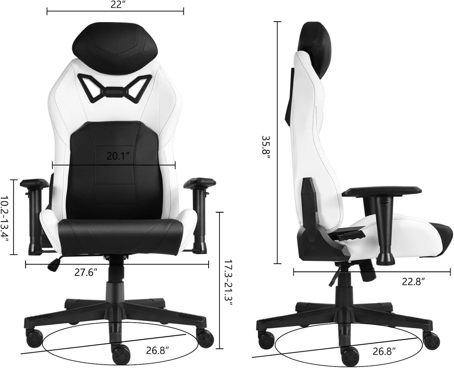 Modern-Depo Ergonomic Gaming Chairs for Adults with High-Density Memory Foam | Swivel Comfortable Office Chair, Big and Tall Video Game Chair, High Back Computer Chair for Home, Office, Black White