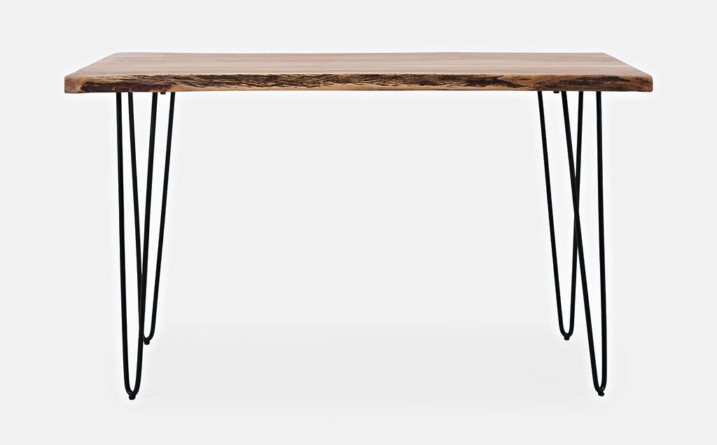 Jofran Solid Acacia Wood Sofa Table 50 Inch with Iron Legs, Contemporary Console Table for Living Room Entryway, Narrow Accent Table, Natural