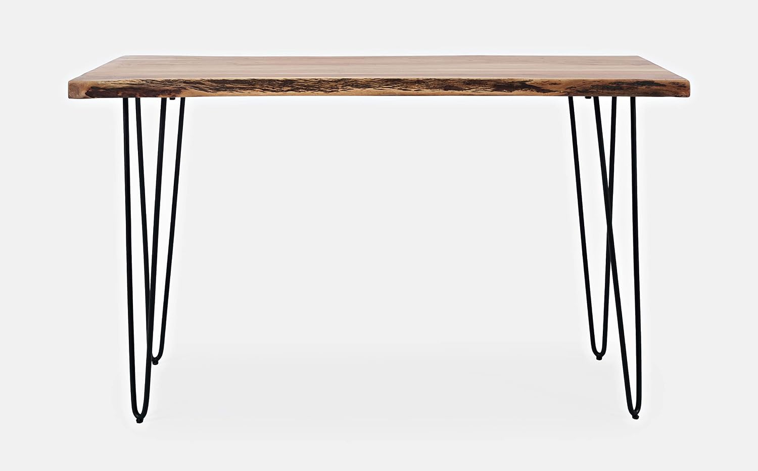 Jofran Solid Acacia Wood Sofa Table 50 Inch with Iron Legs, Contemporary Console Table for Living Room Entryway, Narrow Accent Table, Natural