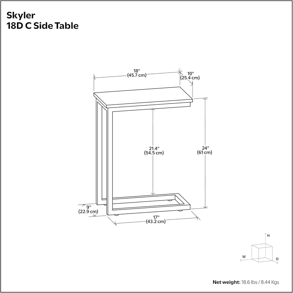SIMPLIHOME Skyler Metal Table - 18' Wide x 24' High Solid Iron C-Side Table with Genuine White Marble Top in Gold, Contemporary Accent End Table for Living Room or Home Office with Slide-Under Design