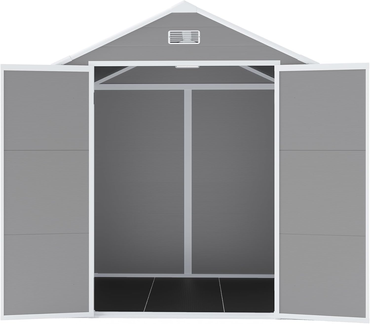 YOPTO 6x5 FT Resin Outdoor Storage Shed with Floor, All-Weather Plastic Shed with Lockable Doors, Window & Vents, Utility Plastic Tool Shed Storage House for Backyard, Patio, Light Grey