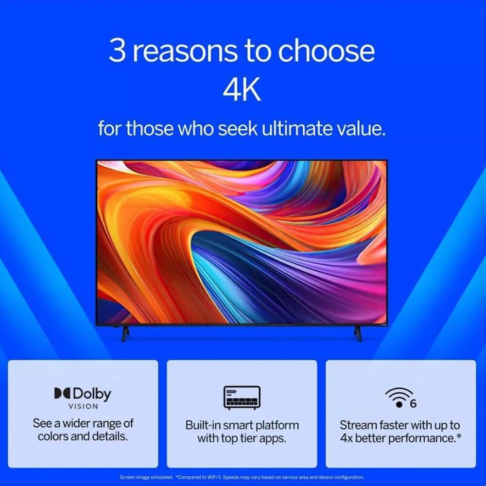 Vizio 65-Inch 4K UHD LED Smart TV Bundle - Dolby Vision, HDR10+, VRR, Bluetooth, Alexa Compatible, Voice Remote with UAX HDMI Cable, 12-Month CPS Protection.