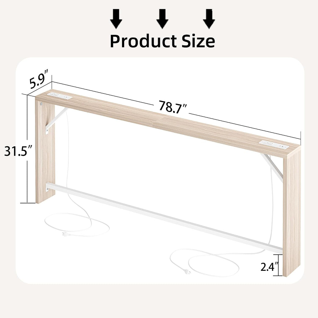 TIQLAB Sofa Table, 79 inch (1.2'' Thick Tabletop) Long Console Table Behind Couch, Narrow Entryway Table with Angled Metal Frame, Industrial Console Table for Entryway, Light Walnut