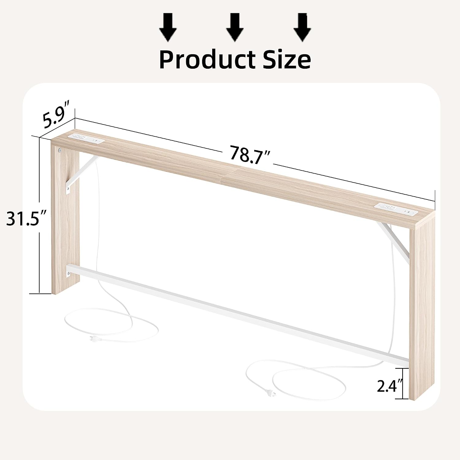 TIQLAB Sofa Table, 79 inch (1.2'' Thick Tabletop) Long Console Table Behind Couch, Narrow Entryway Table with Angled Metal Frame, Industrial Console Table for Entryway, Light Walnut