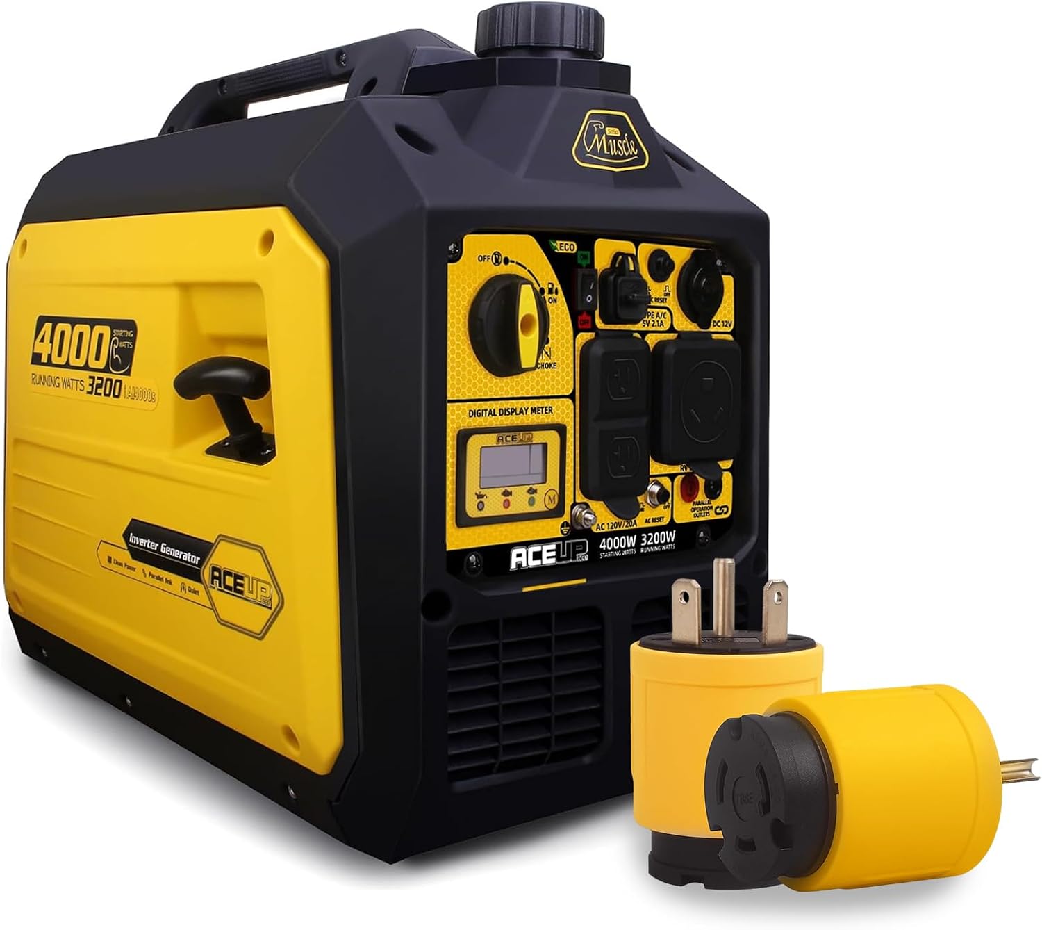4000 Watt Portable Inverter Gas Generator with Power Plug Adapter