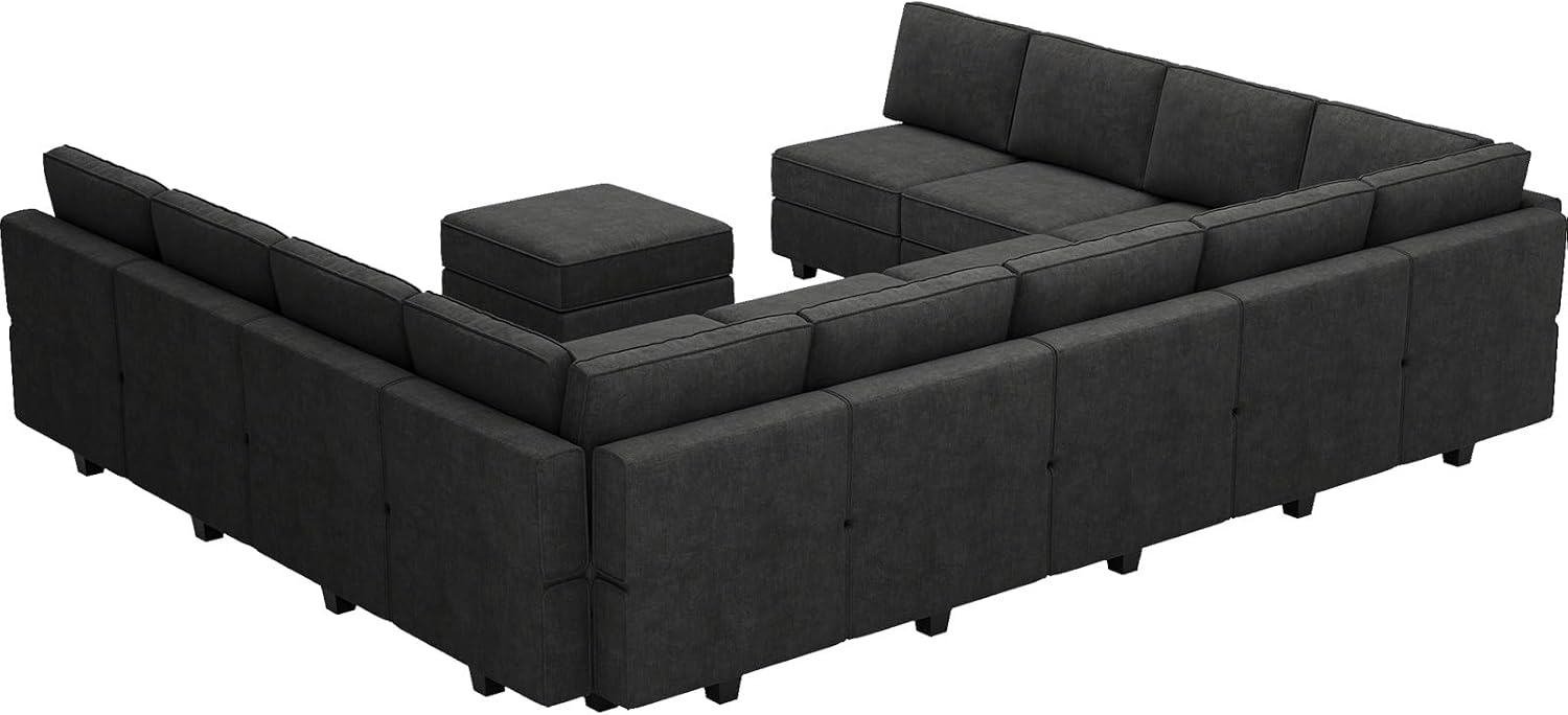Belffin Modular Sectional Sleeper Sofa Couch Bed Oversized U Shaped Cocuh with Storage Convertible Sleeper Sofa Bed. Black