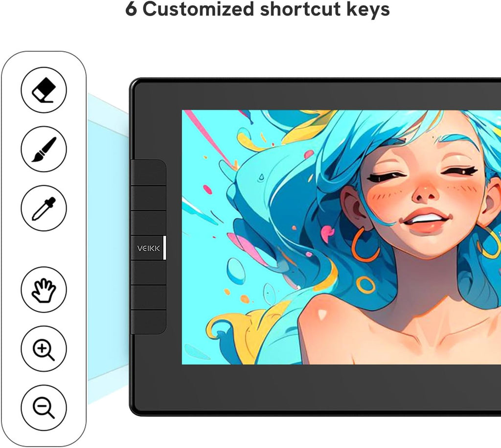 VEIKK VK1200 Drawing Tablet with Screen,11.6 inch Full-Laminated Screem Drawing Monitor with 6 Shortcut Keys and 8192 Levels Battery Free Stylus Pen,Compatible with Windows/Mac/Linux