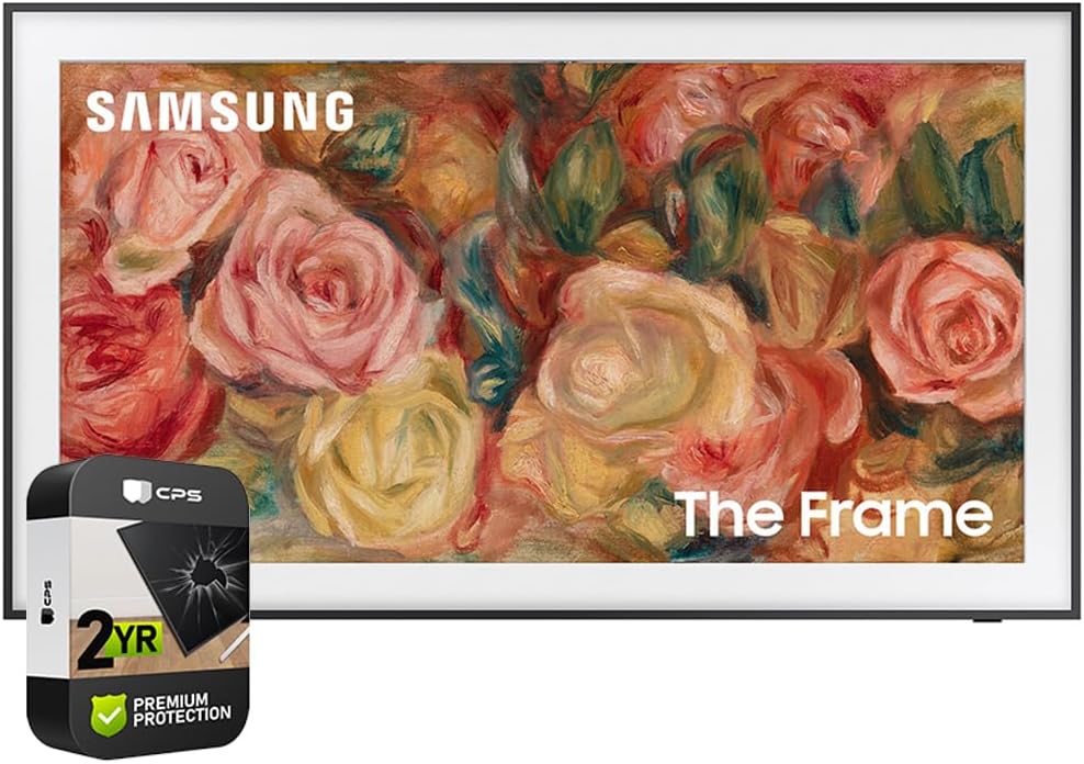 Samsung (Refurbished QN55LS03DAFXZA 55 inch The Frame QLED 4K Smart TV 2024 Bundle with 2 YR CPS Enhanced Protection Pack (Renewed)