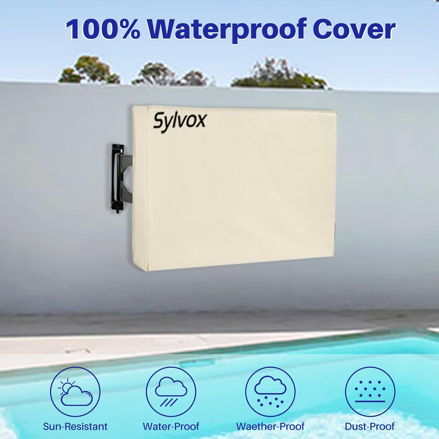 SYLVOX Outdoor TV Cover for 60-65 Inch Flat Screen TVs, All-Weather 600D Waterproof & Dust-Proof Protection, Weatherproof Design with Remote Control Pocket, Compatible with Multiple Mounting Options