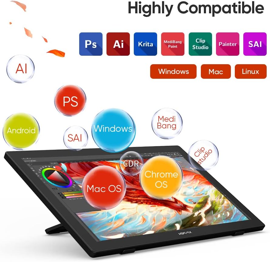 XPPen Artist24 FHD Drawing Tablet with Screen - 23.8' Drawing Monitor Full-Laminated Pen Display with 8192 Pressure Levels and Battery-Free Pen, Adjustable Stand for Digital Drawing and Animation