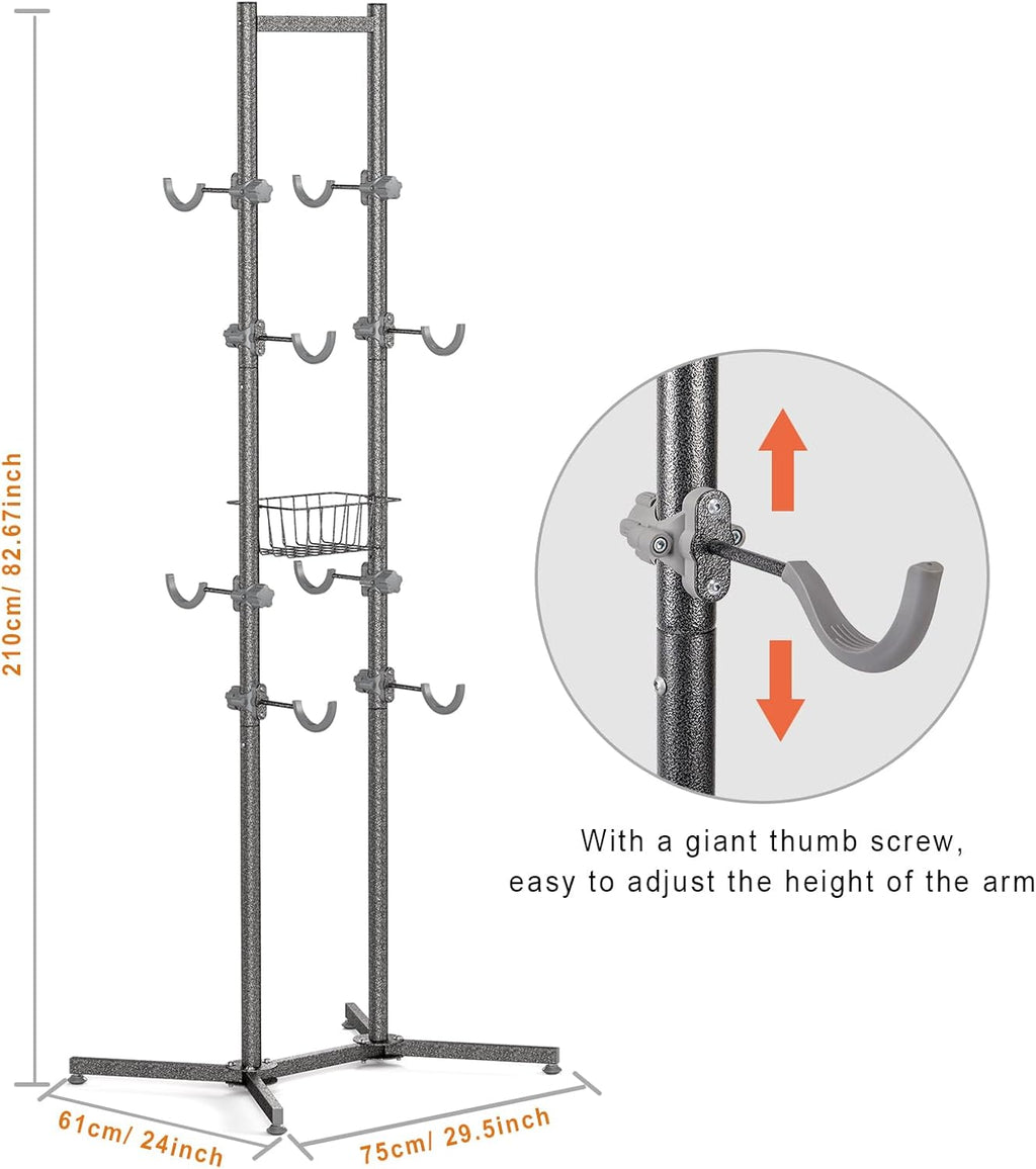 CXWXC 2-/4-Bike Storage Rack with Basket - Indoor Bike Rack for Garage/Apartment - Road Mountain and Hybrid Bike Garage & Home